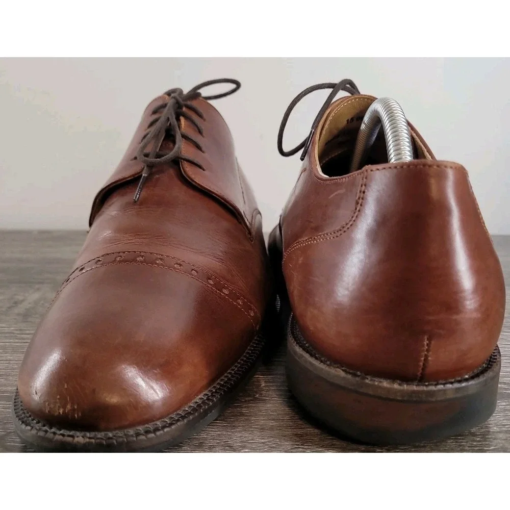 Johnston & Murphy Signature Series Cap Toe Derby Shoes Men's 10 M‎ Brown Leather